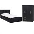 Home Square 2-Piece Set with Twin Captains Bed and 4-Doors 2-Drawers Armoire