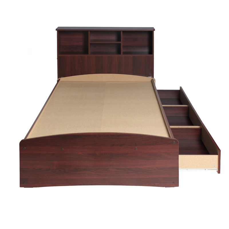 Home Square 2-Piece Set with Twin Captains Bed & 2-Door Wardrobe Armoire