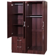 Home Square 2-Piece Set with Twin Captains Bed & 4-Doors 2-Drawers Armoire