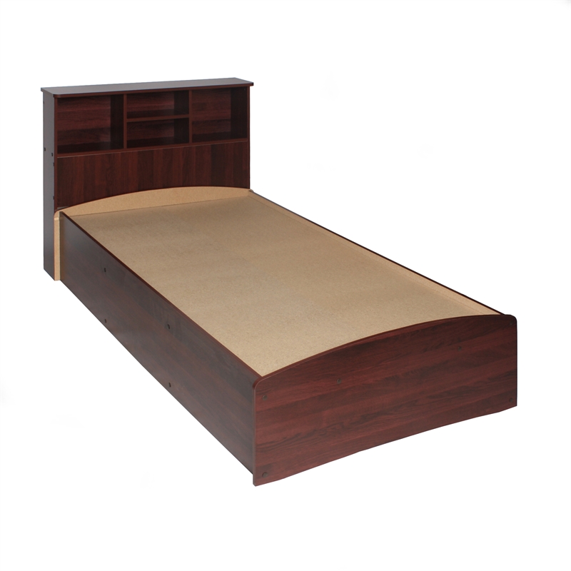 Home Square 2-Piece Set with Twin Captains Bed & Armoire Wardrobe Cabinet