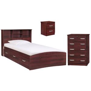 home square 3-piece set with twin bed dresser with lock and nightstand in black