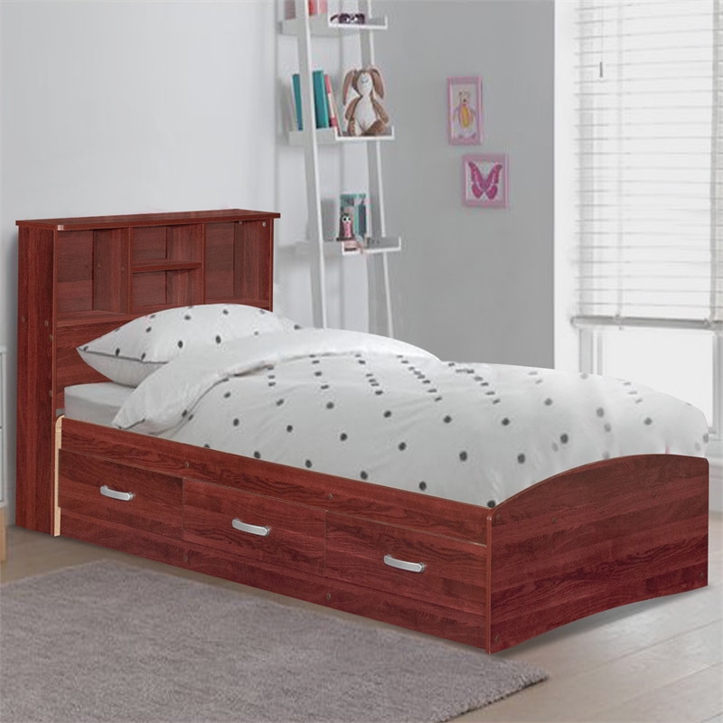Home Square 2-Piece Set with Twin Captains Bed & 4-Drawer Dresser with Lock