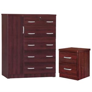 home square 2-piece set with tall chest wardrobe and 2-drawer nightstand