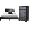 Home Square 2-Piece Set with Queen Platform Bed and 5-Drawer Dresser in Black