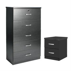 home square 2-piece set with 5-drawer bedroom dresser & 2-drawer nightstand