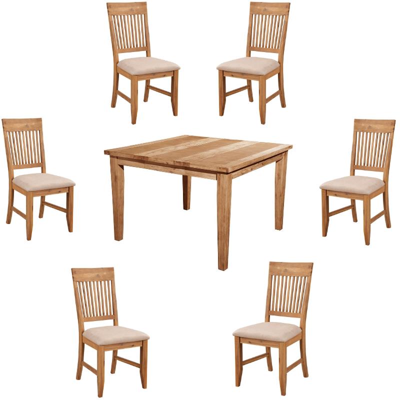 Home Square 7 Piece Dining Set with Pub Table and 6 Chairs in Natural Oak