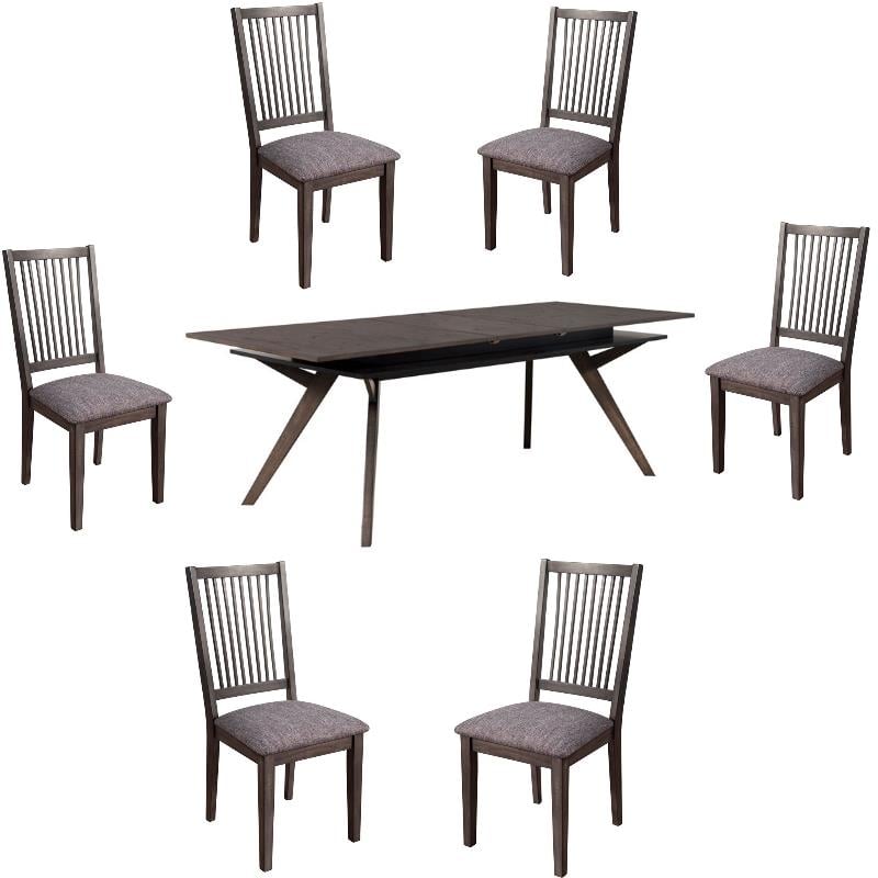 Home Square 7 Piece Dining Set with Dining Table and 6 Chairs in Dark Oak