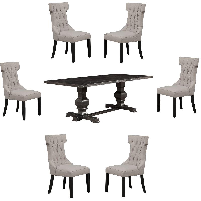 Home Square 7 Piece Dining Set with Dining Table and 6 Chairs in Dark Oak