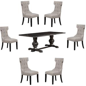 home square 7 piece dining set with dining table and 6 chairs in dark oak