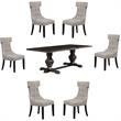 Home Square 7 Piece Dining Set with Dining Table and 6 Chairs in Dark Oak