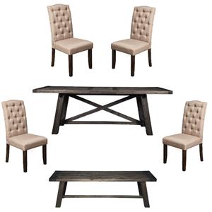 home square 6 piece dining set with dining table and 4 chairs and bench