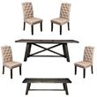 Home Square 6 Piece Dining Set with Dining Table and 4 Chairs and Bench