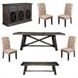 Home Square 7 Piece Dining Set with Dining Table 4 Chairs 1 Bench and Sideboard