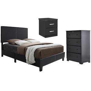 home square 3-piece set with twin panel bed chest dresser and nightstand