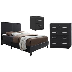 home square 3-piece set with twin panel bed dresser with lock nightstand