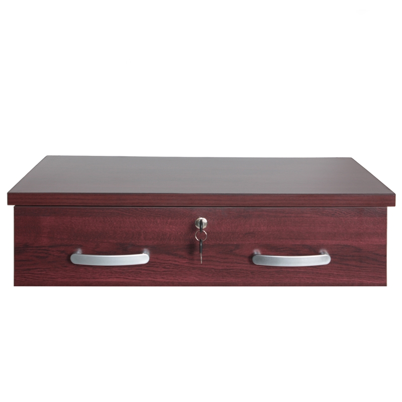 Home Square 2-Piece Set with Dresser with Lock 2-Drawer Nightstand in Mahogany