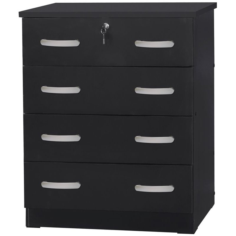 Home Square 2-Piece Set with Dresser with Lock 2-Drawer Nightstand in Black