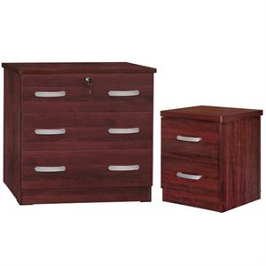 Home Square 2-Piece Set with 3-Drawer Bedroom Dresser Nightstand in Mahogany