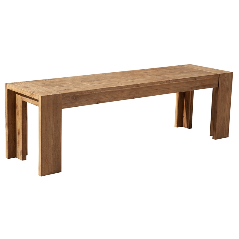 Home Square 6 Piece Dining Set with Dining Table Bench and 4 Chairs in Oak