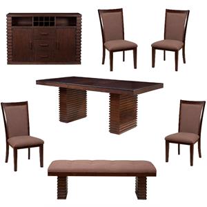 home square 7 piece dining set with dining table sideboard bench and 4 chairs