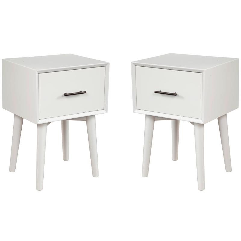 Home Square 2 Piece Living Room Set with Two Wood 1 Drawer End Tables in White