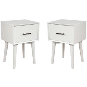 Home Square 2 Piece Living Room Set with Two Wood 1 Drawer End Tables in White