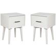 Home Square 2 Piece Living Room Set with Two Wood 1 Drawer End Tables in White
