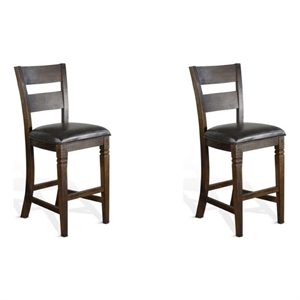 Home Square 30&quot Mahogany Wood Ladderback Barstool in Tobacco Leaf - Set of 2