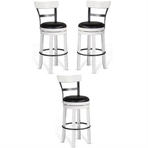 Home Square 30&quot Wood Swivel Barstool with Back in White - Set of 3