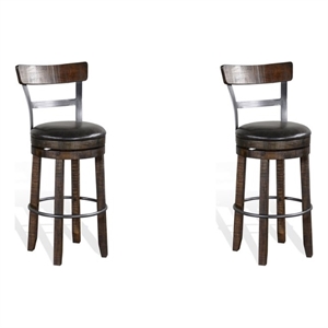 Home Square 30&quot Wood Swivel Barstool with Back in Tobacco Leaf - Set of 2