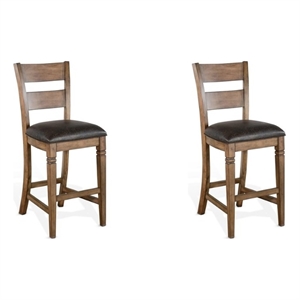 Home Square Doe Valley 30&quot Transitional Wood Barstool in Taupe Brown - Set of 2