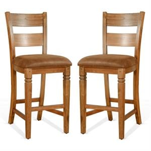 Home Square Sedona 30&quot Transitional Wood Barstool in Rustic Oak - Set of 2