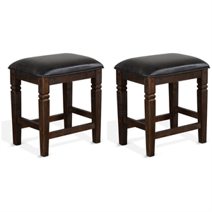 Home Square Homestead 24&quot Transitional Wood Stool in Tobacco Leaf - Set of 2