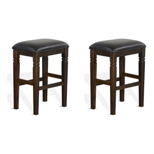 Home Square Homestead 30&quot Transitional Wood Stool in Tobacco Leaf - Set of 2