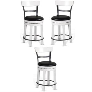 Home Square 24&quot Wood Swivel Barstool in White/Dark Brown - Set of 3