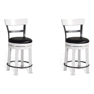 Home Square 24&quot Wood Swivel Barstool in White/Dark Brown - Set of 2
