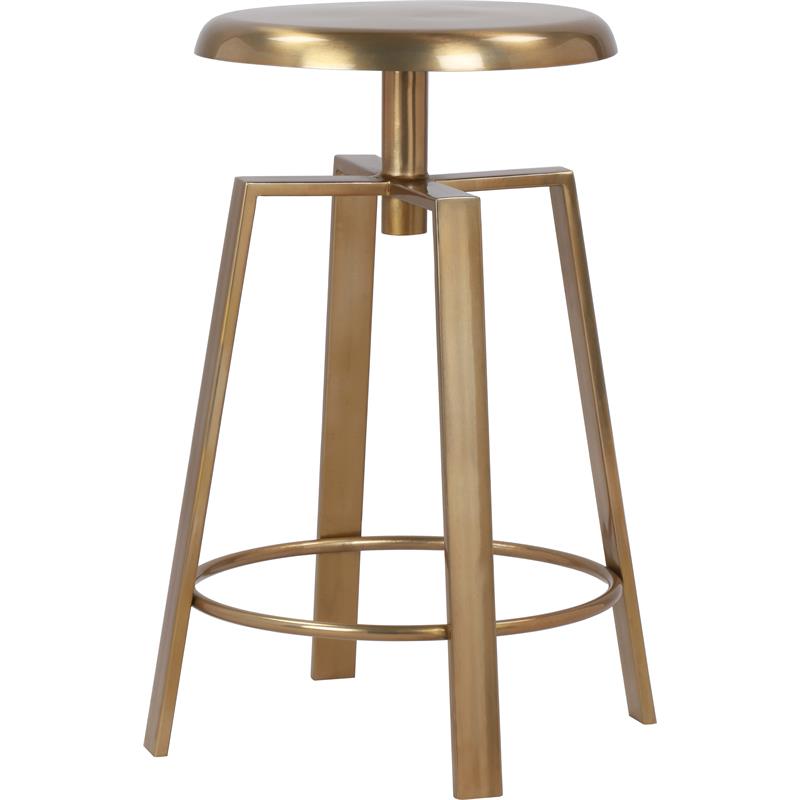 Home Square Gold Iron Adjustable Counter and Bar Stool - Set of 2