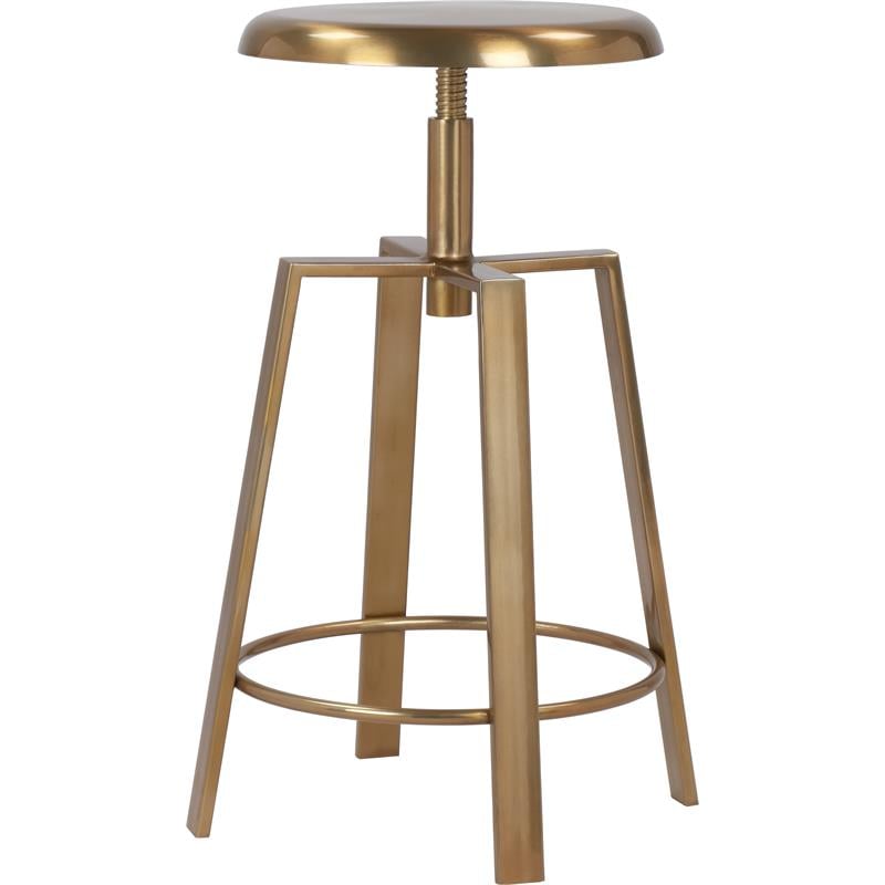 Home Square Gold Iron Adjustable Counter and Bar Stool - Set of 2