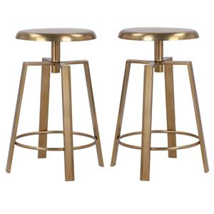 Home Square Gold Iron Adjustable Counter and Bar Stool - Set of 2