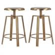 Home Square Gold Iron Adjustable Counter and Bar Stool - Set of 2