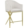 Home Square Cream Velvet Counter Stool with Gold Metal Legs - Set of 2