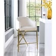 Home Square Cream Velvet Counter Stool with Gold Metal Legs - Set of 2