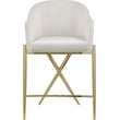 Home Square Cream Velvet Counter Stool with Gold Metal Legs - Set of 2
