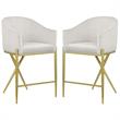 Home Square Cream Velvet Counter Stool with Gold Metal Legs - Set of 2