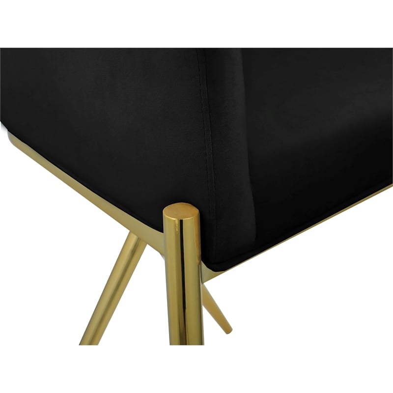 Home Square Black Velvet Counter Stool with Gold Metal Legs - Set of 2