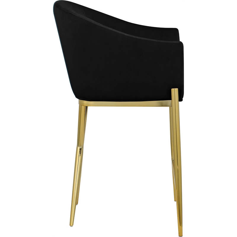 Home Square Black Velvet Counter Stool with Gold Metal Legs - Set of 2