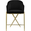Home Square Black Velvet Counter Stool with Gold Metal Legs - Set of 2