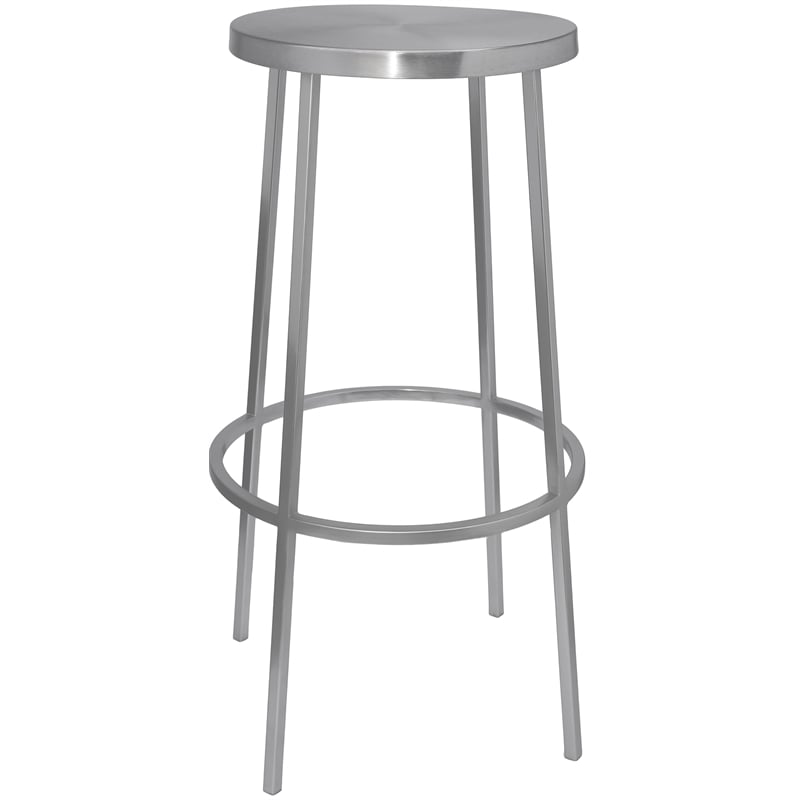 Home Square Brushed Silver Iron Barstool - Set of 2