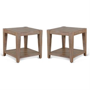 Home Square 24&quot Modern Mindi Wood End Table in Weathered Brown - Set of 2