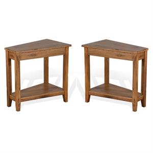 Home Square 16&quot Transitional Wood Chair Side Table in Rustic Oak - Set of 2